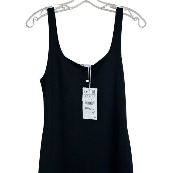 Zara Midi Black Dress Tight Fitting Size Large - Picture 10 of 16